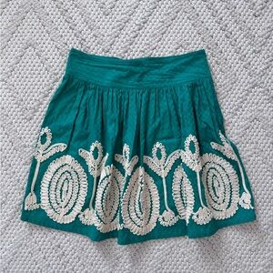 Nick & Mo Green Embroidered A-Line Skirt M